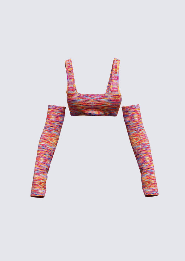 finesse Cara Rainbow Knit Top & Sleeves
