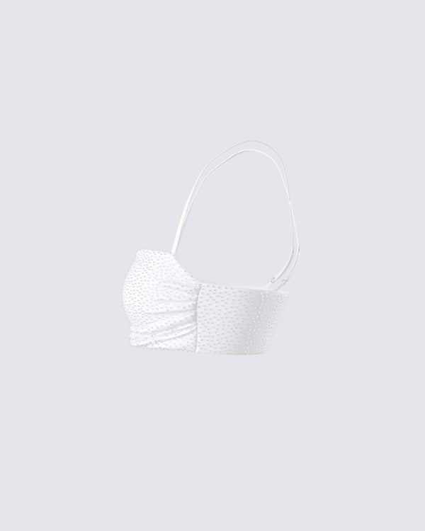 Finesse Carly White Beaded Bandeau Top