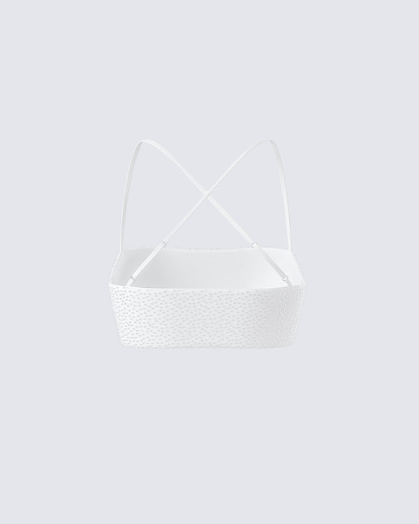 Finesse Carly White Beaded Bandeau Top