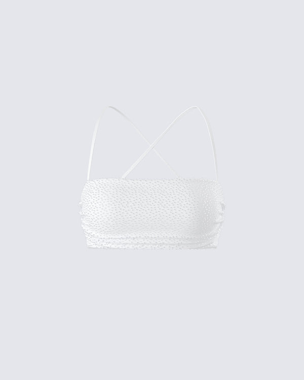 finesse Carly White Beaded Bandeau Top