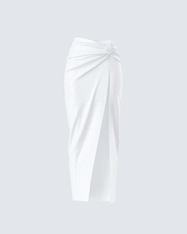 finesse Carly White Beaded Drape Skirt