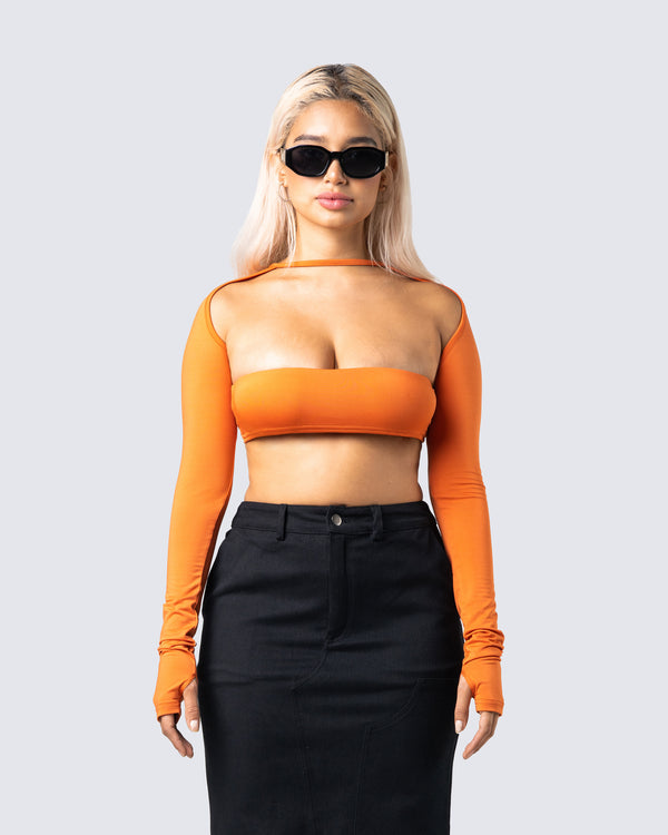 Finesse Carmina Orange Bandeau & Shrug