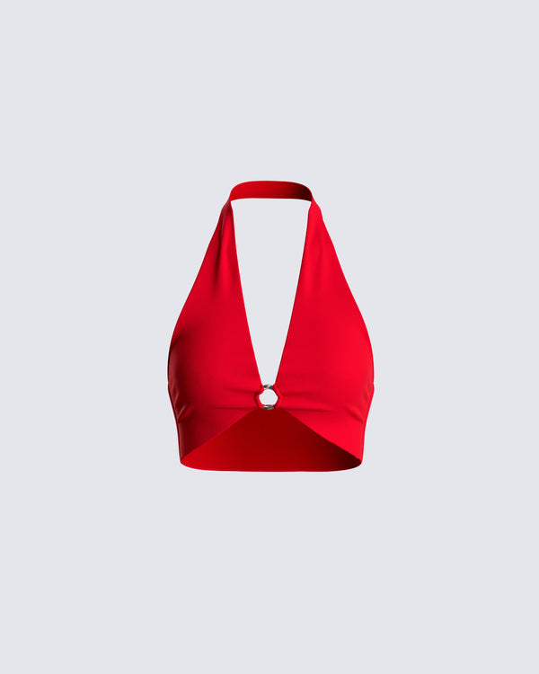 finesse Carolina Red Halter Top