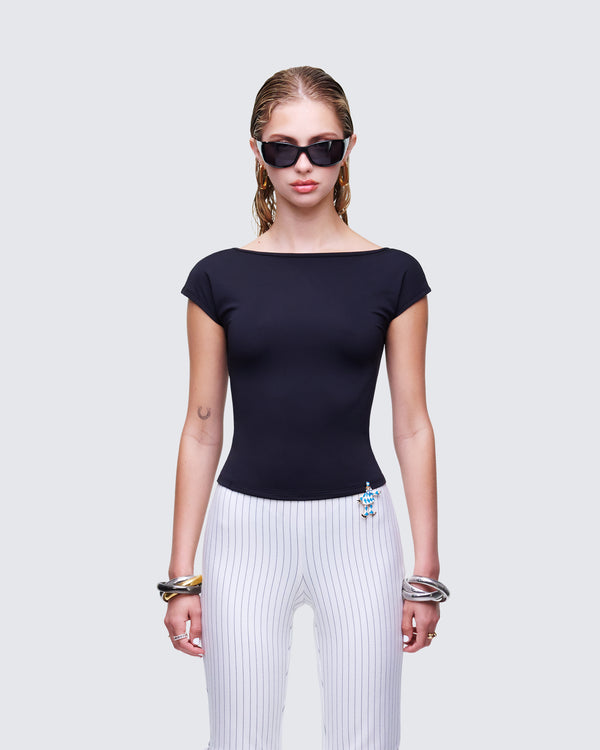 Finesse Caroline Black Backless Top