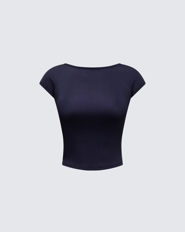 finesse Caroline Black Backless Top