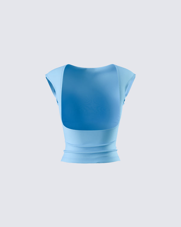 Finesse Caroline Blue Backless Top
