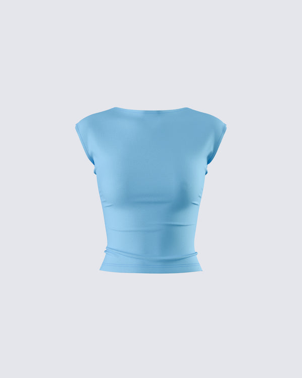 finesse Caroline Blue Backless Top