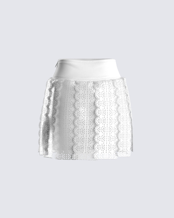 Finesse Casey White Vegan Leather Skirt