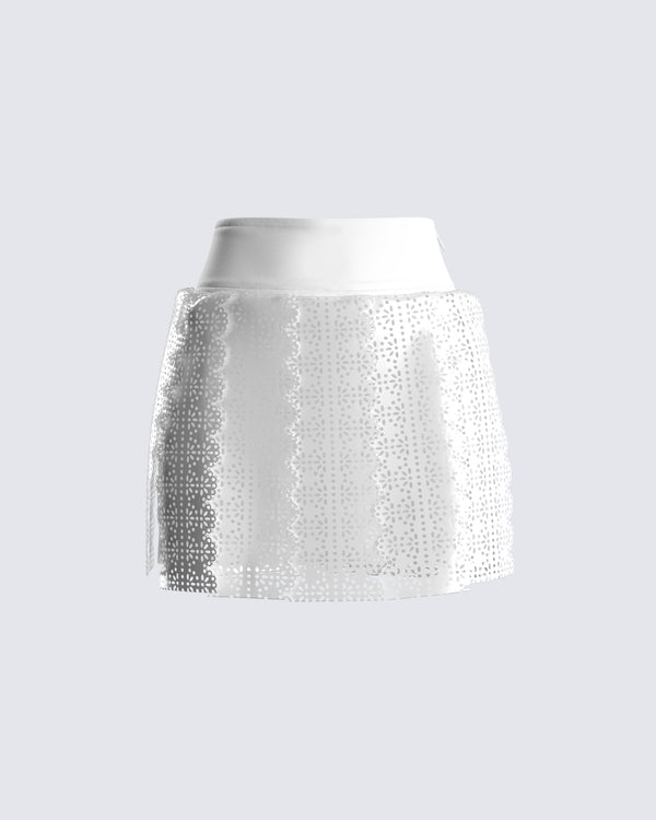 finesse Casey White Vegan Leather Skirt