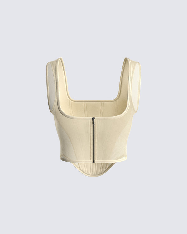 Finesse Casey Yellow Mesh Corset Logo Top