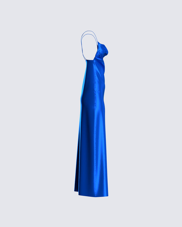 Finesse Celeste Satin Midi Dress