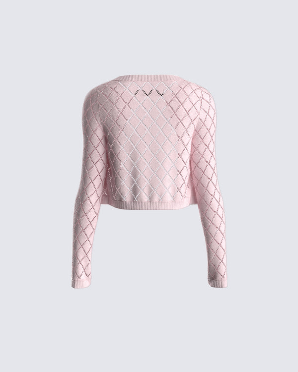 Finesse Celine Pink Pattern Knit Cardigan