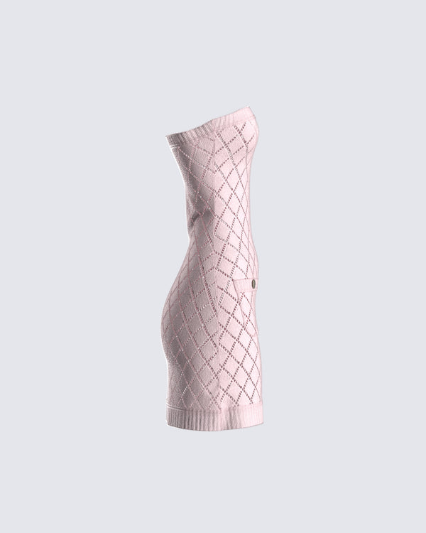 Finesse Celine Pink Pattern Knit Mini Dress