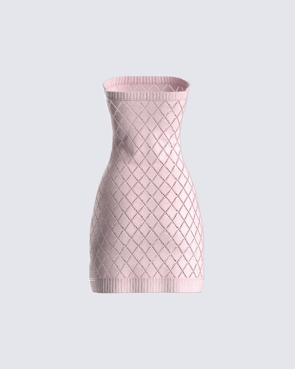 Finesse Celine Pink Pattern Knit Mini Dress