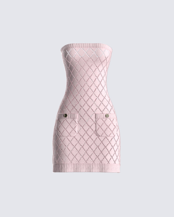 finesse Celine Pink Pattern Knit Mini Dress