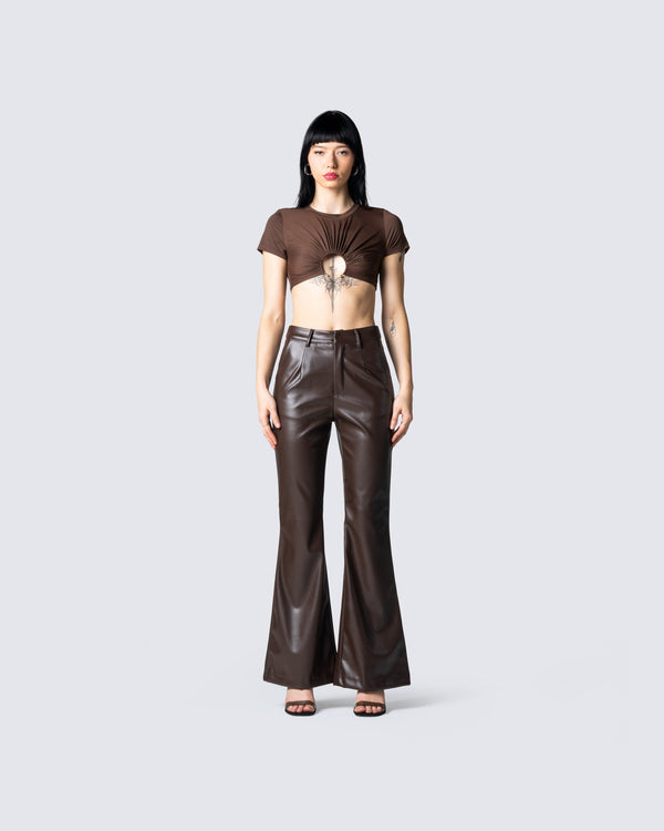 Finesse Ceres Brown Peek A Boo Top