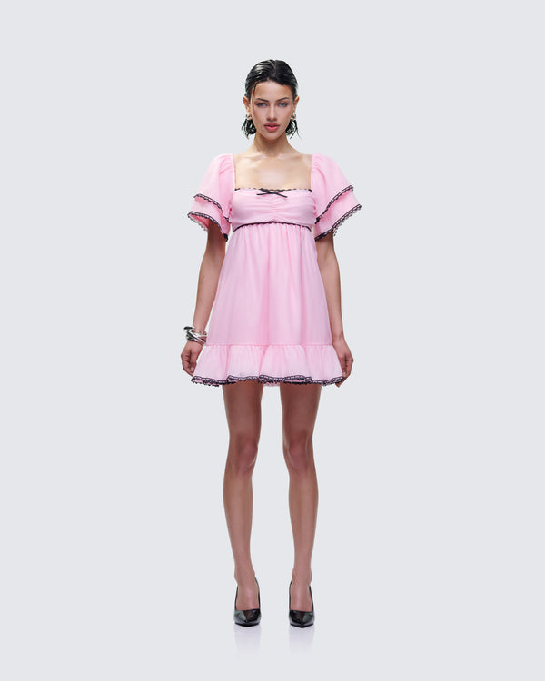 Finesse Cerys Pink Organza Mini Dress