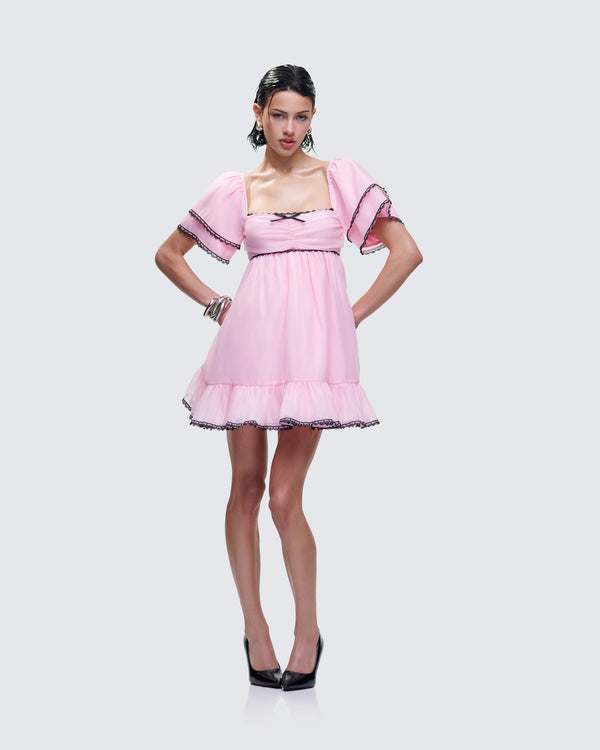 Finesse Cerys Pink Organza Mini Dress