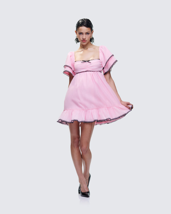Finesse Cerys Pink Organza Mini Dress