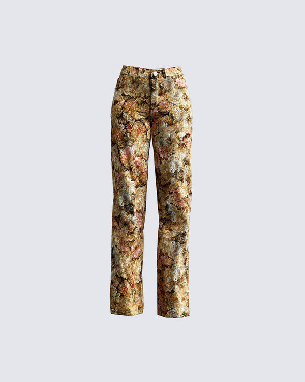 finesse Chado Florally Yours Jacquard Pants