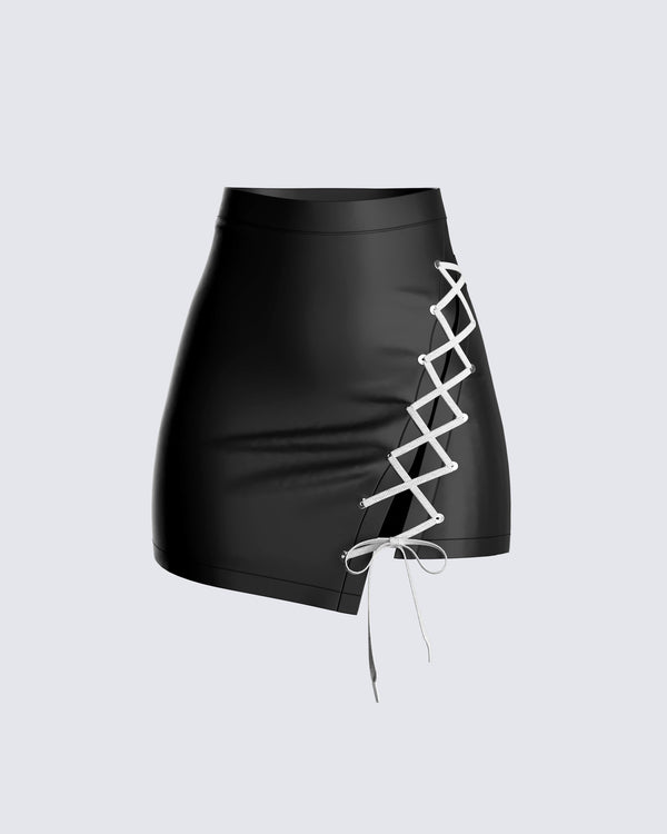 finesse Charlie Vegan Leather Mini Skirt