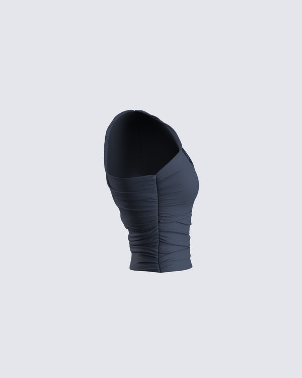 Finesse Charlize Navy One Shoulder Top