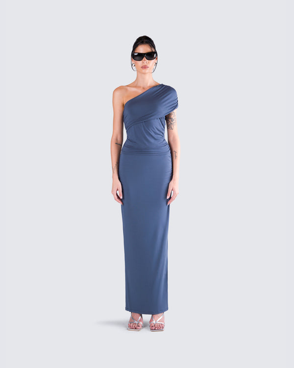 Finesse Charlize Navy One Shoulder Top