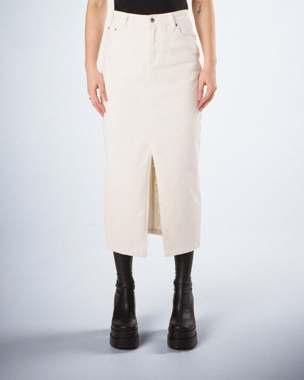 Finesse Chell White Denim Maxi Skirt