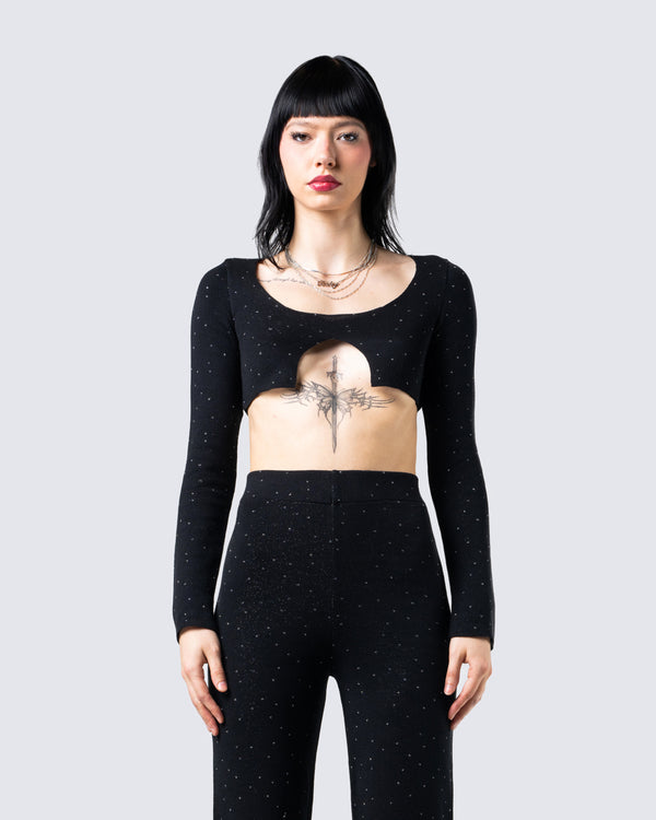 Finesse Christina Shimmer Knit Cropped Top