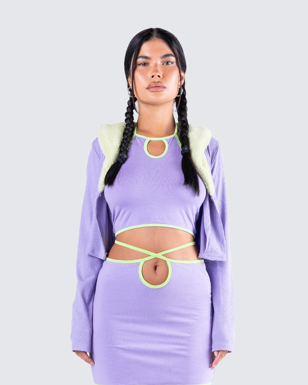 Finesse Cici Fur Trim Sweater