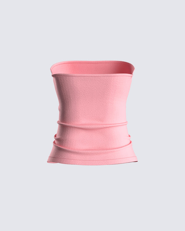 Finesse Citlali Pink Knit Tube Top