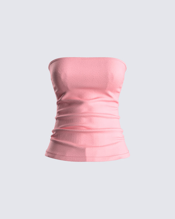 finesse Citlali Pink Knit Tube Top