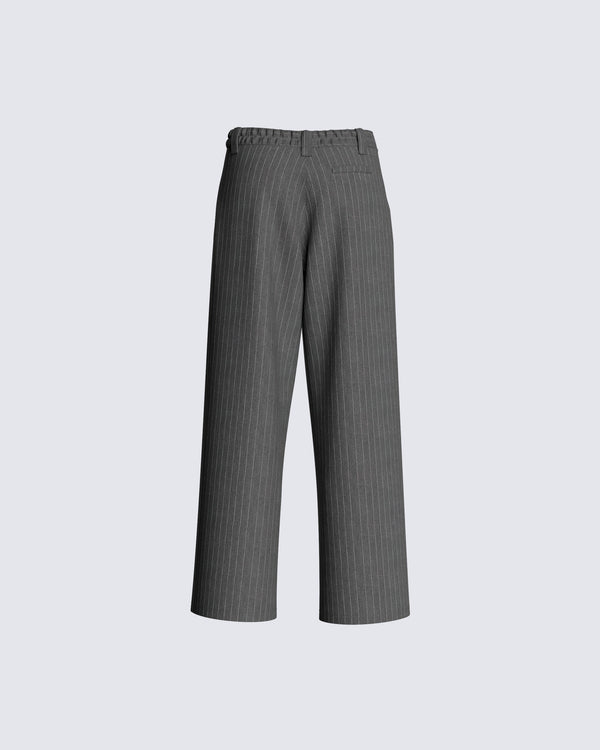 Finesse Claire Grey Striped Pant