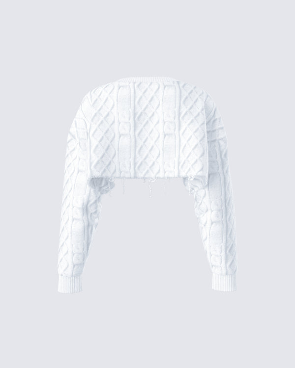 Finesse Claire Ivory Distressed Sweater