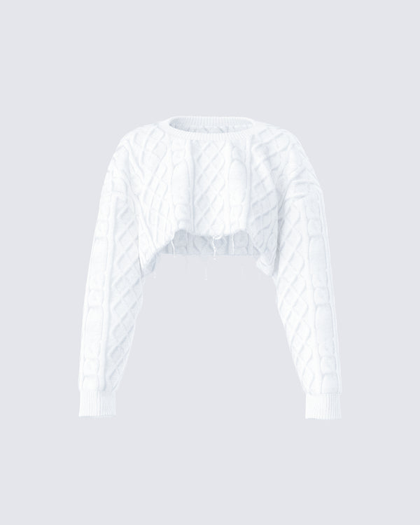 finesse Claire Ivory Distressed Sweater