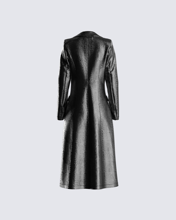 Finesse Claudia Vegan Croc Leather Coat