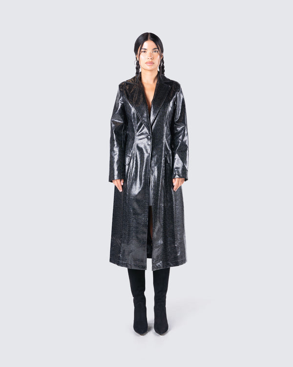 Finesse Claudia Vegan Croc Leather Coat
