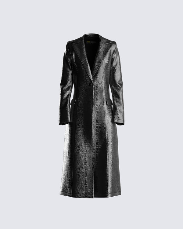 finesse Claudia Vegan Croc Leather Coat