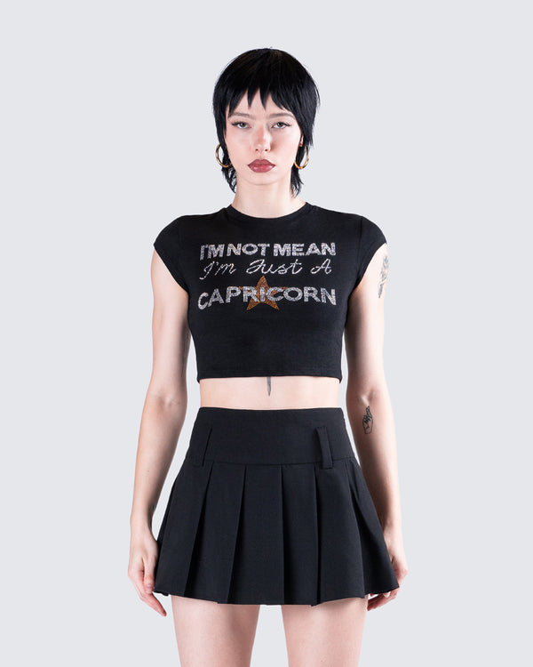 Finesse Clea Black Capricorn Graphic Top
