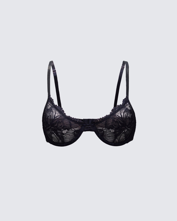 finesse Clove Black Lace Bra Top