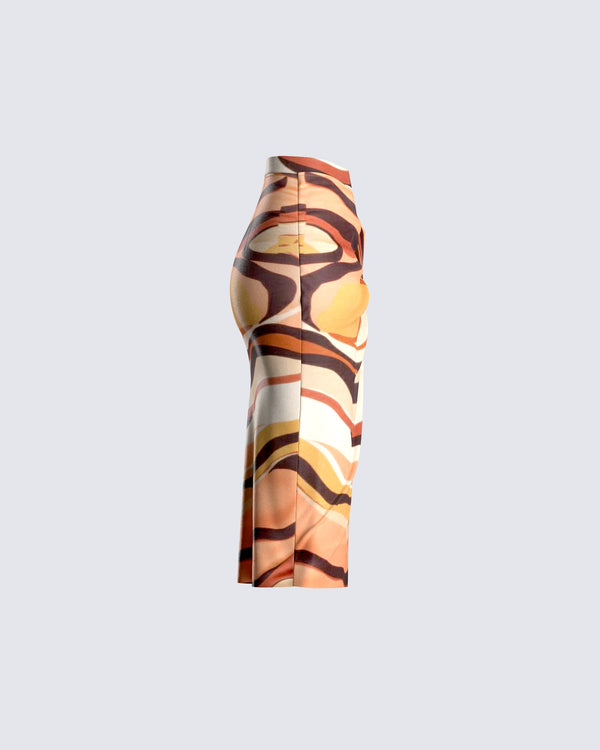 Finesse Coen Abstract Print Midi Skirt