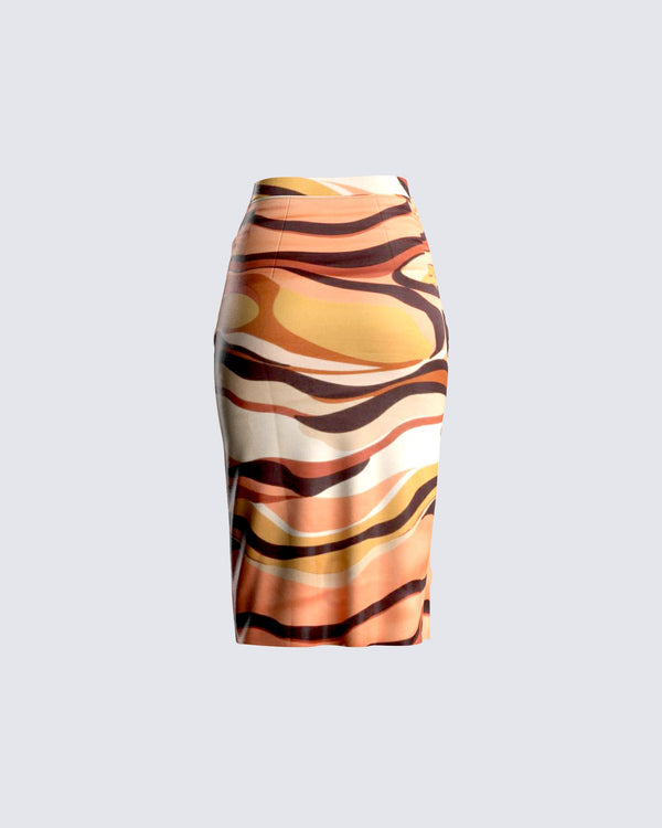 Finesse Coen Abstract Print Midi Skirt