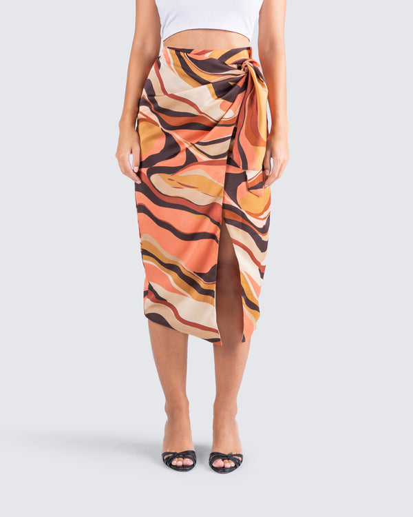 Finesse Coen Abstract Print Midi Skirt