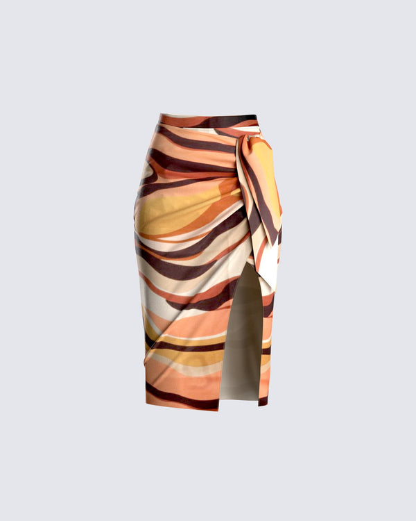 finesse Coen Abstract Print Midi Skirt