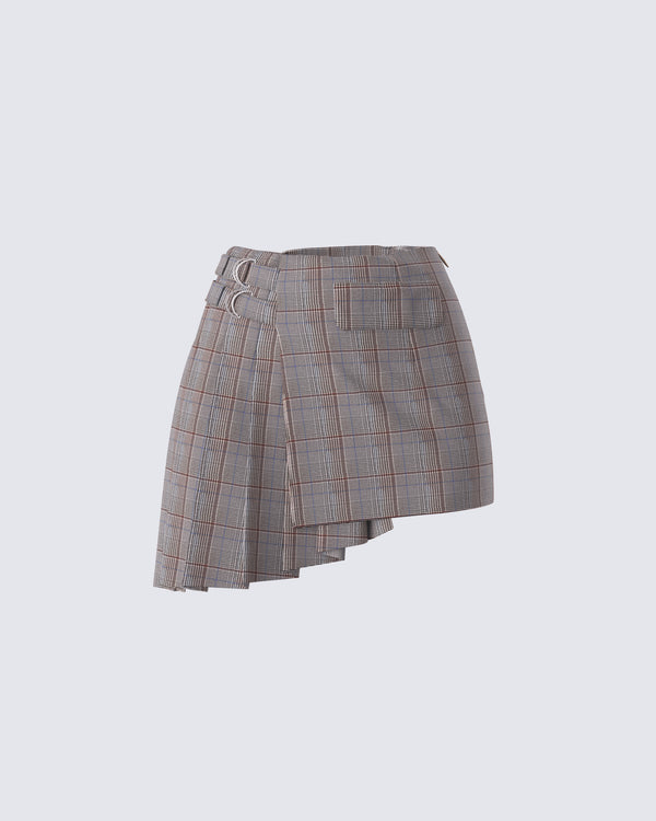 finesse Colby Brown Plaid Mini Skirt