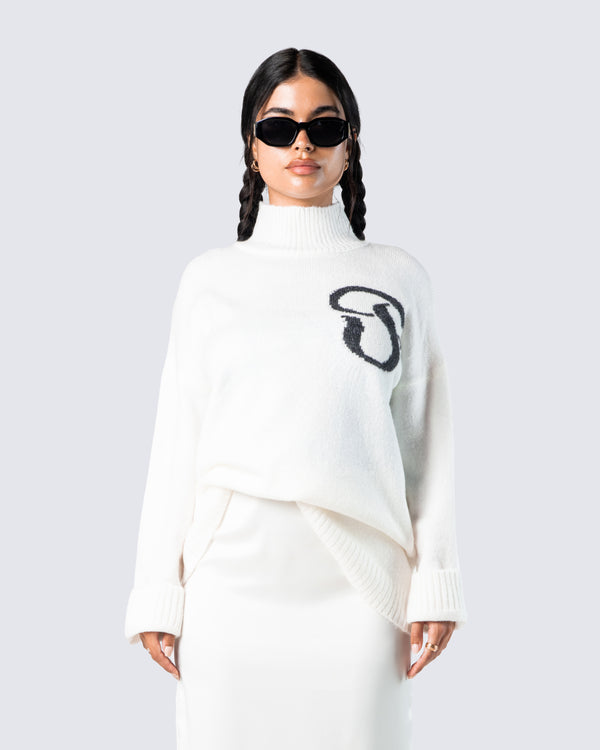 Finesse Conner Ivory Sweater Knit Top