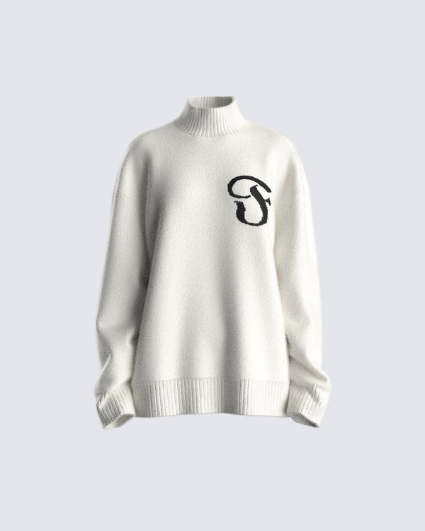 finesse Conner Ivory Sweater Knit Top