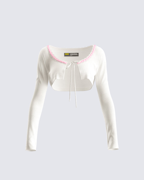 finesse Cosette White Crop Top