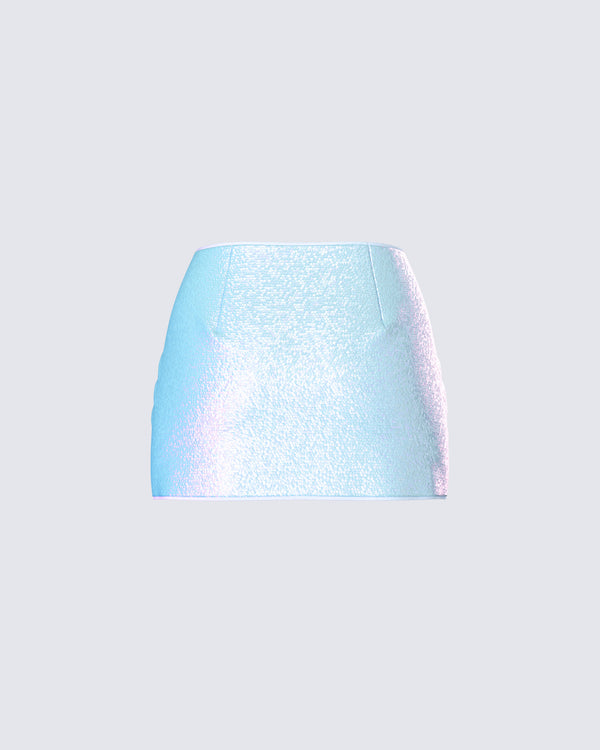 Finesse Courtney Blue Sequin Mini Skirt