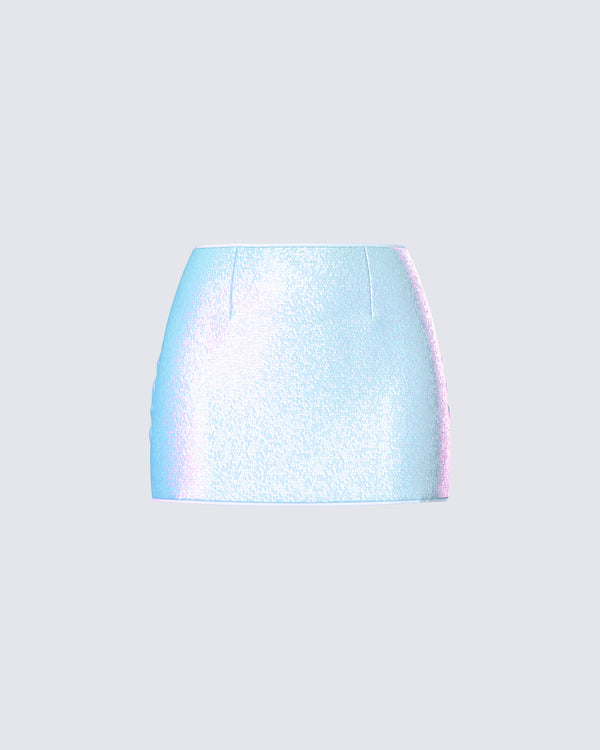 finesse Courtney Blue Sequin Mini Skirt